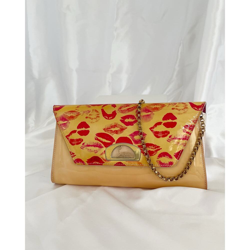 Christian Louboutin Vero Dodat Lips Patent Leather Shoulder Clutch MultiColor